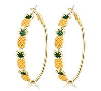 Fruit Earrings for Women Strawberry Pineapple Watermelon Cherry Hoop Earrings Summer Beach Tropical Jewelry Gifts, Zinc, No Gemstone