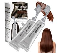 Fruit Essence Hair Dyeing Comb for Home Use, Ammonia-Free Keratin Infused Hair Color Cream with Applicator, Easy Operation Full Grey Hair Coverage for Men & Women，Chestnut Brown*2：1