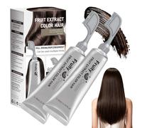 Fruit Essence Hair Dyeing Comb for Home Use, Ammonia-Free Keratin Infused Hair Color Cream with Applicator, Easy Operation Full Grey Hair Coverage for Men & Women，Brown Black*2：1
