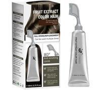 Fruit Essence Hair Dyeing Comb,Fruit Hair Dye Cream for Grey Hairs Coverage,Permanent Hair Dye,Natural Plant-Based Extract Hairs Dye Essence,All-In-One Integrated Comb Design (Brown Black)