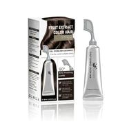 Fruit Essence Hair Dyeing Comb, Permanent Grey Coverage Root Touch-Up Cream, Natural Plant-Based Formula with Fruit Extracts, Gentle Hair Colour for Men Women, 80ml, Brown Black