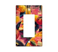 Fruit Feast Light Switch Cover Plates/Outlet Covers, Vibrant Yellow Citrus and Red Tomatoes Design for Kitchen Decor, Thermoplastic Wall Plates, Standard Size Single Rocker