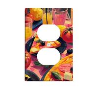 Fruit Feast Light Switch Cover Plates/Outlet Covers, Vibrant Yellow Citrus and Red Tomatoes Design for Kitchen Decor, Thermoplastic Wall Plates, Standard Size Single Duplex Outlet