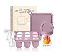 Fruit Feeder for Babies (4M+) - Includes Teething Dummy & Breast Milk Freezer Mold, BPA Free Fruit Feeder Pacifier for Baby Weaning Gum Soothing & Self-Feeding (CAT Purple, 1Pack)