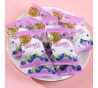 Fruit filled cotton candy, fruit sugar, peach&orange flavor, delicious jam gummies, sweet snacks, New Year soft candy gift pack, desserts, casual snacks, dim sum (Blueberry flavor,390g(about 48pcs))