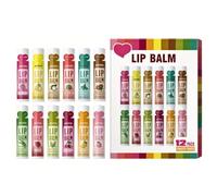 Fruit flavor lip balm, 12 pack Natural Soft chapstick All-Day Moisturizer, 100% Natural & Organic Lip Balm Sticks for repair chapped lips or dry lips
