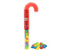 Fruit Flavour Jelly Beans in Candy Cane Tube - Colourful Chewy Sweets | Festive Christmas Treat for Kids & Adults | Fun Novelty Stocking Filler | Sweet Party Bag Candy Gift (pack of 1)