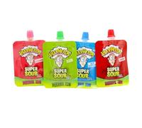 Fruit Flavoured Super Sour Gel Candy Pouch Cherry Apple Strawberry Blue Raspberry Fun Squeezable Tangy Treat Kids Party Favours Portable American Style Sweet Snack (32 POUCH (20g each))