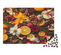 Fruit flower Pattern 1000 Pieces Paper Jigsaw Puzzle for Adults Brain Training Thick Eco Paper Wall Decor Botanical Puzzle for Home Leisure 52x38cm/1000pcs