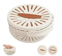 Fruit Fly Proof Bowl for Easy Cleaning, Multifunctional Fruit and Vegetable Washing Bowl, Stackable Fruits Fly Bowls with Wooden Lid with Net Basket (Brown)