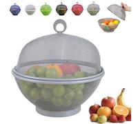 Fruit Fly Proof Bowl with mesh Basket with lid,Large Capacity Mesh Fruit Basket,mesh Fruit Basket with lid Anti Fruit Fly (Gray)