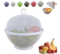 Fruit Fly Proof Bowl with mesh Basket with lid,Large Capacity Mesh Fruit Basket,mesh Fruit Basket with lid Anti Fruit Fly (White)