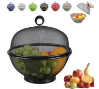 Fruit Fly Proof Bowl with mesh Basket with lid,Large Capacity Mesh Fruit Basket,mesh Fruit Basket with lid Anti Fruit Fly (Black)