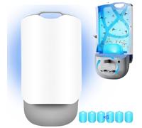 Fruit Fly Trap Indoor, Plug-in Fruit Fly Trap Catcher with Adjustable Blue UV Light Bug Catcher for Flies, Gnats, Moths & Mosquitoes, Foldable Plug(1 Device + 6 Refills)
