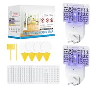 Fruit Fly Trap Indoor UV, Plug-in Gnat, Moths & Other Flying Insect Catcher with Adjustable Brightness, One-click Switch to Night Light Mode, Pet & Child Safe, Odourless, 2 Device + 12 Refills