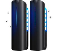 Fruit Fly Traps Indoor for Home: Plug in Mosquito Bug Zapper Gnat Moth Catcher with 9W Night UV Light, 2 Devices 20 Sticky Glue Board Refills for Indoors Flying Insect Trap
