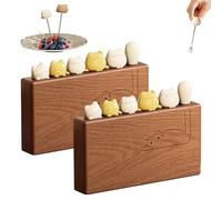 Fruit Fork with Cat Handle Design, Stainless Steel Cat Handle Fork with Wood Base, Cute Cat Handle Forks Set for Fruits Appetizer Charcuterie Cheesecake Salad, Gifts for Cat Lover (B-2set)