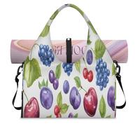 Fruit Grape Cherry Sports Duffle Bag with Shoe Compartment Weekend Overnight Bags Tote Cabin Luggage Bag for Gym Yoga Travel