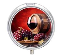 Fruit Grape Red Wine Pill Box Cute Medicine Organizer Travel Pillbox Waterproof Portable Pill Container Holder to Hold Vitamins Medication Fish Oil and Supplements