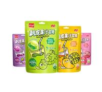 Fruit Gummies, Sweet and Sour, White Peach, Grape, Mango Flavors,Green Grape,Chewy, Pure Juice, 68g*4 Packs