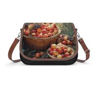 Fruit Harvest Crossbody Bag for Women Leather Crossover Shoulder Handle Bag with Adjustable Strap Hobo Handbag Large Capacity Purse Work Handbag for Daily Outdoor