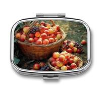 Fruit Harvest Travel Pill Organizer - Daily Pill Box to Hold Vitamins, Portable Pill Case Cod Liver Oil Storage Box with 2 Compartment for Pocket Purse