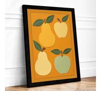 Fruit in Harmony Mid-Century Framed Wall Art Print A2 (59.4×42cm) Black, Wall Decor for Living Room, Bedroom, Office & Home, Ready to Hang, Art Gift
