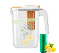 Fruit Infuser Water Pitcher - 2.6L Large Refrigerator , Heat Resistant Water Filter Jar | Leak Proof Refrigerator Door Carafe, Refrigerator Drink Dispenser with Beverage Lid