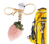 Fruit Keychain for - Colorful Crochet Wool Ball Pendant, Soft Hand Knitted Accessory, Miniature Backpack Charm, Cell Phone Decor, Adorable Keychain p, Strawberry, Se référer au descriptif, Refer to