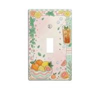 Fruit Kitchen Single Light Switch Cover Plate, Summer Tropical Leaves Ice Cubes Summer Pastel Peach Plastic Standard Size Decorative Wall Plates for Living Room Bedroom Home Office Decor (Single)