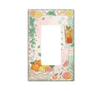 Fruit Kitchen Single Rocker Light Switch Cover, Summer Tropical Leaves Ice Cubes Summer Pastel Peach Plastic Standard Size Accents Wall Switch Plates for Living Room Bedroom Home Office Decor