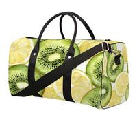 Fruit Kiwi Lemon Print Foldable Travel Duffle Bag Waterproof Sports Gym Bag with Shoulder Straps