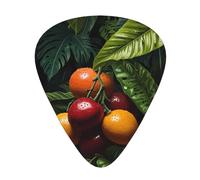 fruit leaves background guitar picks in three different thicknesses, suitable for electric guitar and band players