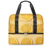 Fruit Lemon Slices Pattern Sports Tote Gym Bag for Women Men, Travel Duffel Bag with Shoe Compartment Large Capacity Workout Overnight Bag for Fitness Yoga Swimming Weekend