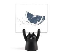Fruit Lemon Watercolor Illustration Pattern Memo Holder Cartoon Black Cat Stand Decoration