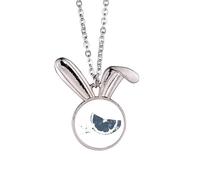 Fruit Lemon Watercolor Illustration Pattern Rabbit Necklace Pendant Bunny Animal Jewelry Gift