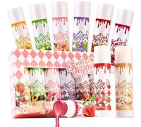 Fruit Lip Balm Set - 6 Fruity All-Day Moisturizer Lip Balms with Organic & Natural Formula for Dry Lips, Daily LipCare Lipbalm Gift Set, Includes Honey,Avocado,Peach,Grape,Strawberry & Cherry Flavors