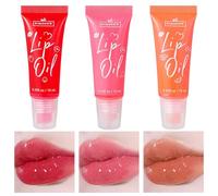 Fruit Lip Oil & Gloss Set - 3PC Moisturizing Lip Glow Oils in Strawberry, Peach & Orange for Teenage Girls