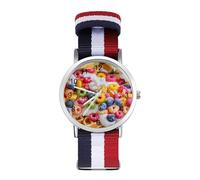 Fruit Loop Waffles1 Custom Quartz Watches Arabic Numerals Wrist Watch with Adjustable Strap for Men Women