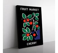 Fruit Market Exhibition Cherry Vol.2 Canvas Wall Art Print Ready to Hang, Framed Picture for Living Room Bedroom Home Office Décor, 76x50 cm (30x20 Inch)