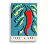 Fruit Market Exhibition Red Chili Pepper Vol.10 Canvas Print | Gallery Wrapped 30mm Frame Wall Art | 30x20 inches | Ready to Hang | Modern Still Life Picture | Living Room Bedroom Lounge Office