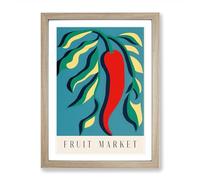 Fruit Market Exhibition Red Chili Pepper Vol.10 Framed Print | A2 Oak Framed Wall Art | Ready to Hang | Modern Food Picture | Living Room Bedroom Lounge Office