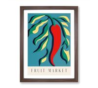 Fruit Market Exhibition Red Chili Pepper Vol.10 Framed Print | A2 Walnut Framed Wall Art | Ready to Hang | Modern Food Picture | Living Room Bedroom Lounge Office