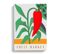 Fruit Market Exhibition Red Chili Pepper Vol.6 Canvas Print | Gallery Wrapped 30mm Frame Wall Art | 30x20 inches | Ready to Hang | Modern Still Life Picture | Living Room Bedroom Lounge Office