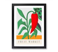 Fruit Market Exhibition Red Chili Pepper Vol.6 Framed Print | A2 Black Framed Wall Art | Ready to Hang | Modern Food Picture | Living Room Bedroom Lounge Office
