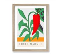 Fruit Market Exhibition Red Chili Pepper Vol.6 Framed Print | A2 Oak Framed Wall Art | Ready to Hang | Modern Food Picture | Living Room Bedroom Lounge Office