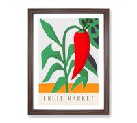 Fruit Market Exhibition Red Chili Pepper Vol.6 Framed Print | A2 Walnut Framed Wall Art | Ready to Hang | Modern Food Picture | Living Room Bedroom Lounge Office