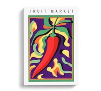 Fruit Market Exhibition Red Chili Pepper Vol.8 Canvas Print | Gallery Wrapped 30mm Frame Wall Art | 30x20 inches | Ready to Hang | Modern Still Life Picture | Living Room Bedroom Lounge Office