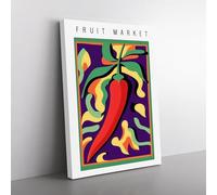 Fruit Market Exhibition Red Chili Pepper Vol.8 Canvas Wall Art Print Ready to Hang, Framed Picture for Living Room Bedroom Home Office Décor, 76x50 cm (30x20 Inch)