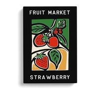 Fruit Market Exhibition Strawberry Vol.3 Canvas Print | Gallery Wrapped 30mm Frame Wall Art | 30x20 inches | Ready to Hang | Modern Still Life Picture | Living Room Bedroom Lounge Office